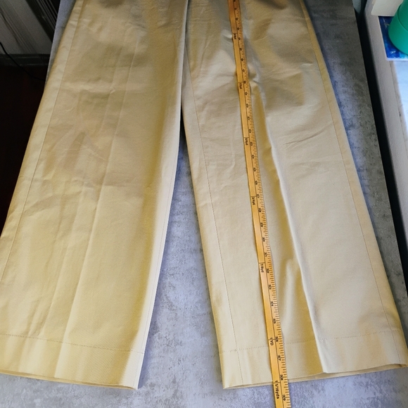 Theory Wide Leg Trouser Pants Womens 2 Khaki Beige Career Office Work Cotton - Picture 10 of 14